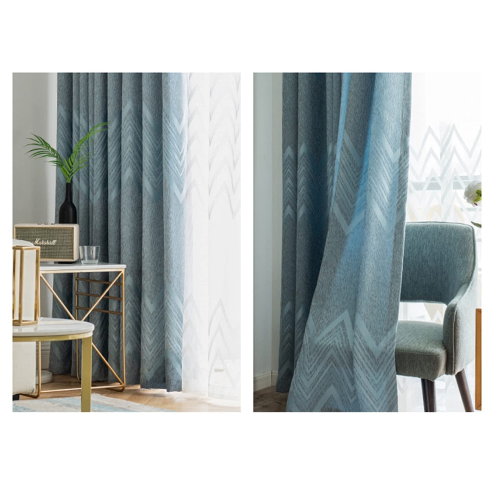 Amazon｜遮光性 カーテン UVカット 190*270 ブルー おしゃれ 丈270cm